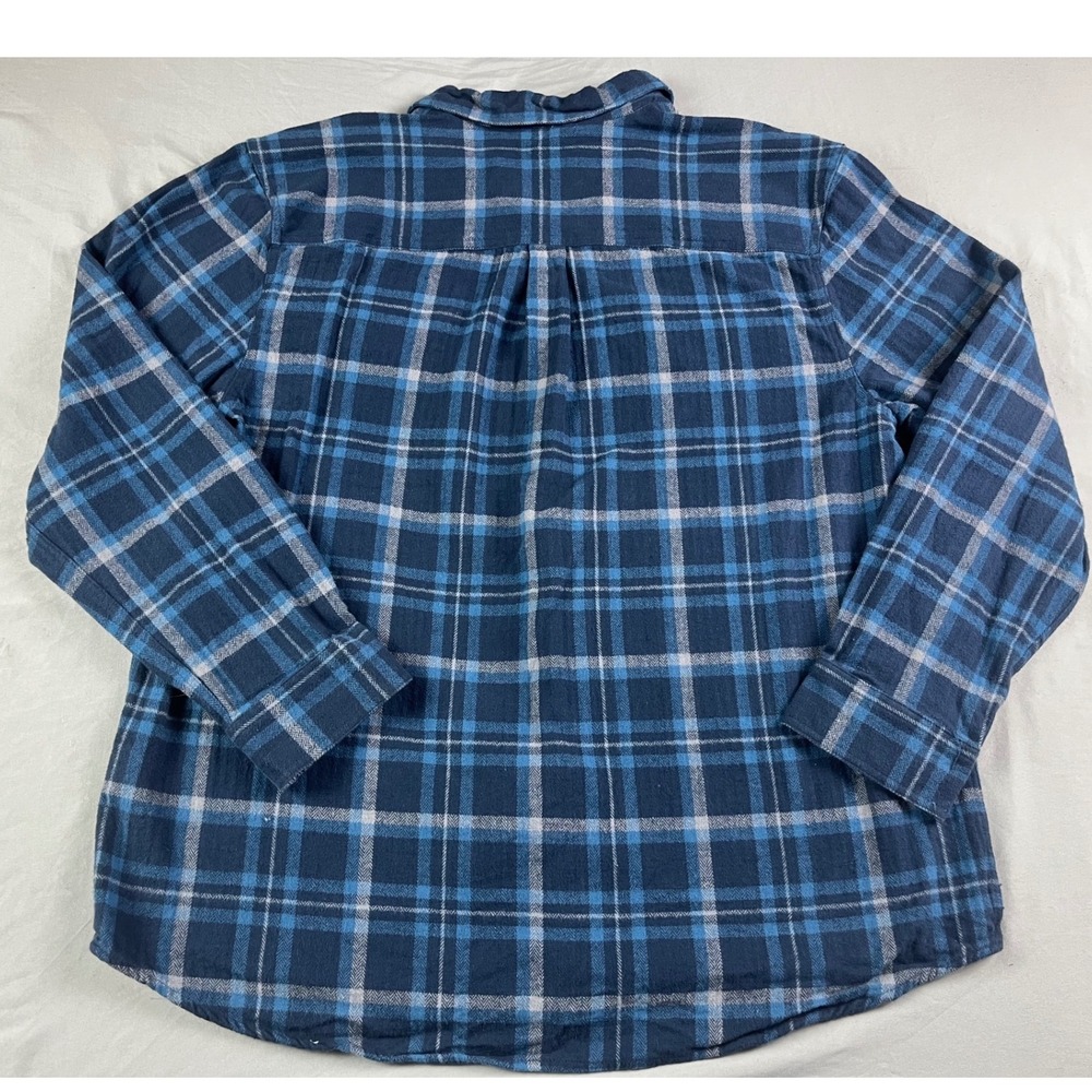 Anchorage Expedition Brand Mens XL Blue Plaid Flannel Button Down Shirt Cotton - Picture 2 of 9